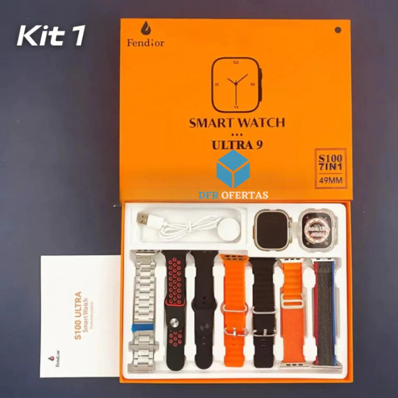 SmartWatch Série 9 Ultra + kit com 7 pulseira (BRINDE!) + Case de proteção (BRINDE!)